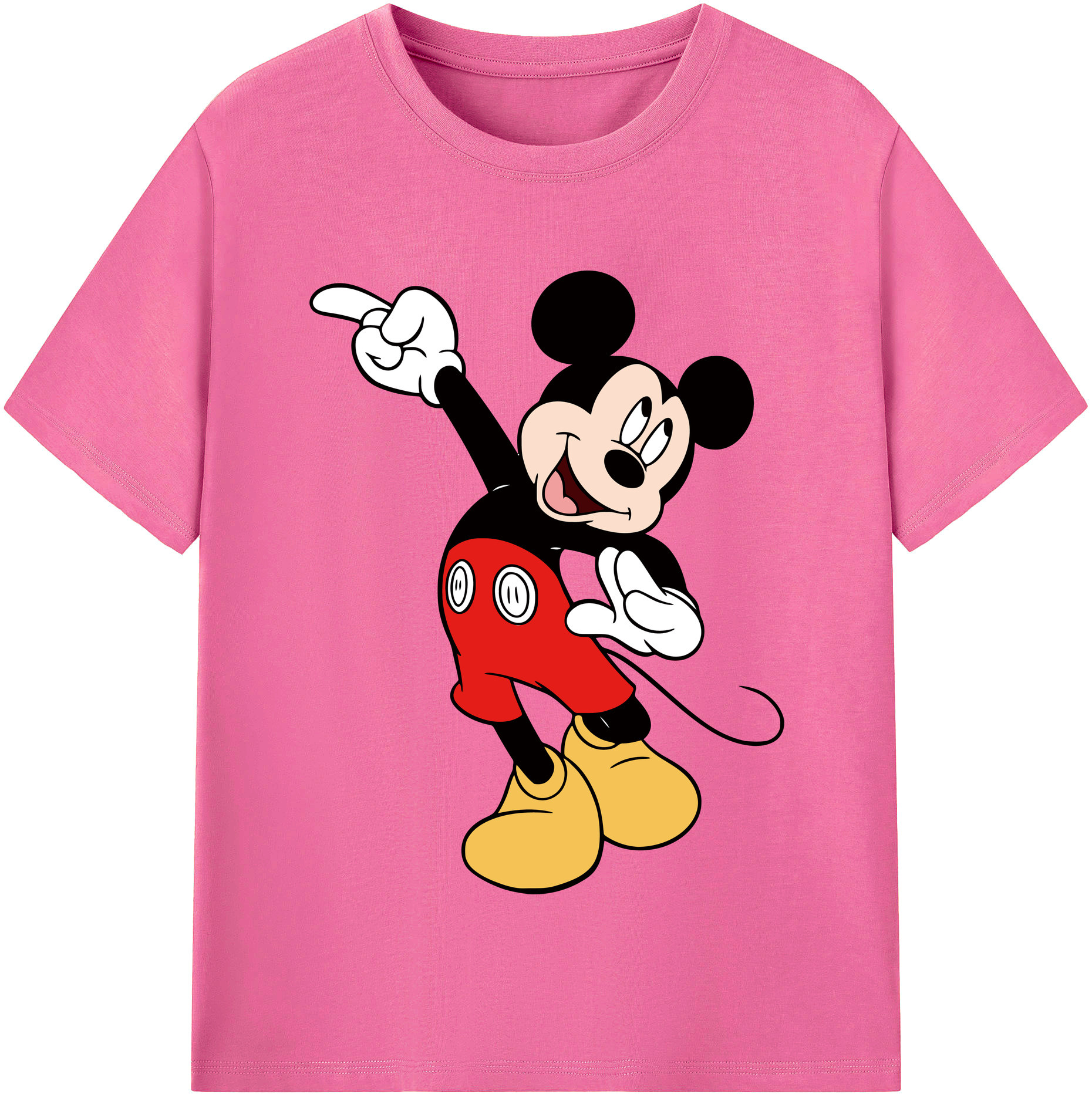 （画像用） ミッキーマウス Mickey Mouse レディースカジュアルプリントTシャツ（綿100％）